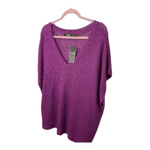 Ralph Lauren Women's V-Neck Purple Dawn Sweater - Picture 4 of 9